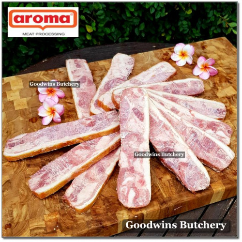 Pork BACON Aroma Bali frozen STREAKY BACON STEAK 3/8" 1cm (price/550g 4pcs)